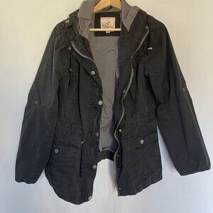 Holstark Womens XL Black Hooded Jacket With Pockets & Zipper Closure